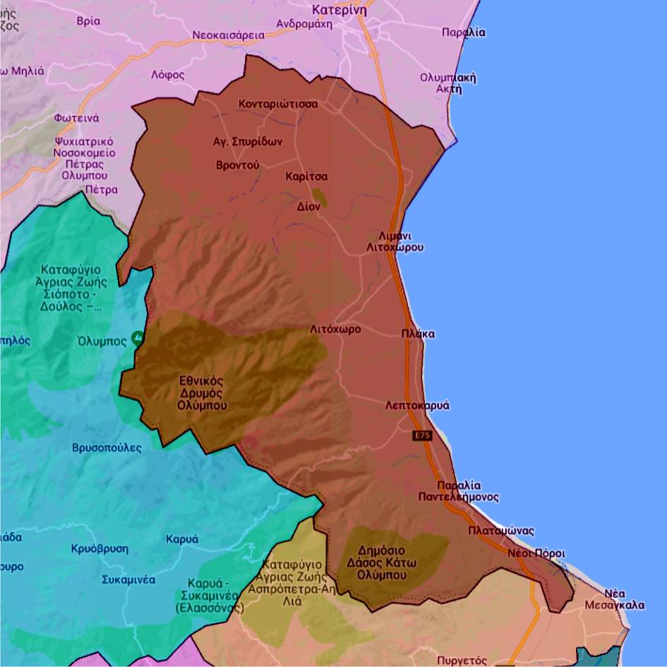 Map of Dion-Olympos
